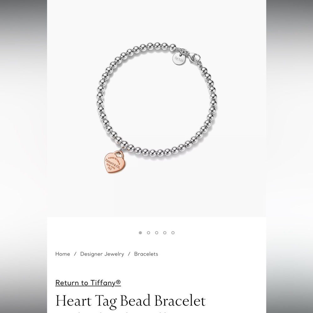 Return to Tiffany Heart Tag Bead Bracelet in Sterling Silver and Rose Gold